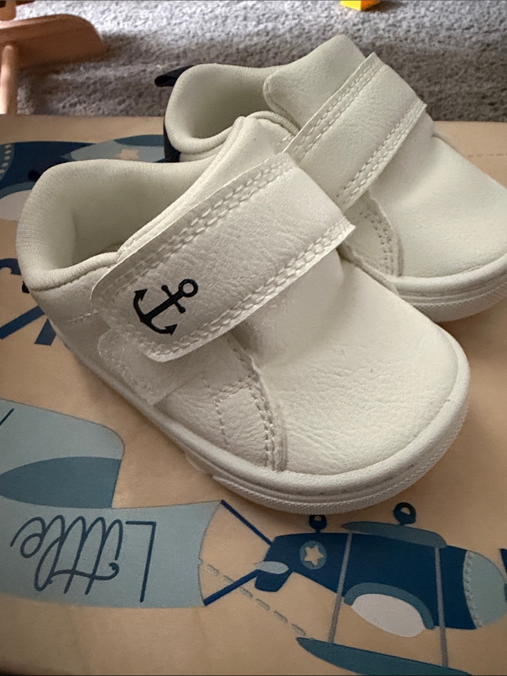 Carter's White Anchor Strap Baby Shoes